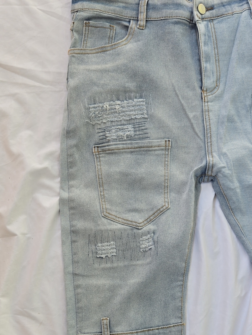 Men's Distressed Jeans Fashionable Front/Back Pocket Design Two Tone At Back - Picture 6 of 14